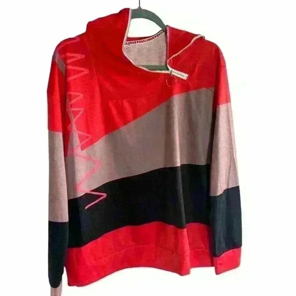 Woman's XL Top with Zip, Orange, Brown and Black - Picture 1 of 7